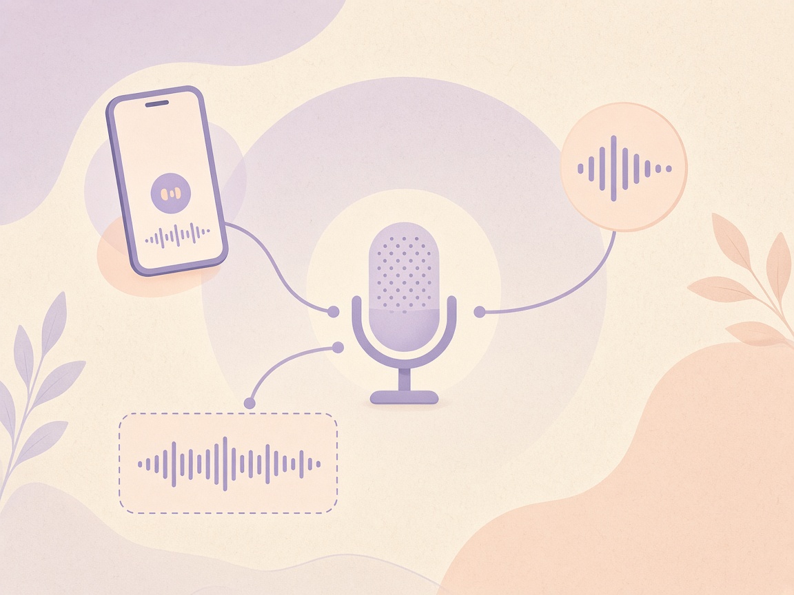 Voice clips flowing into a microphone to create a character voice